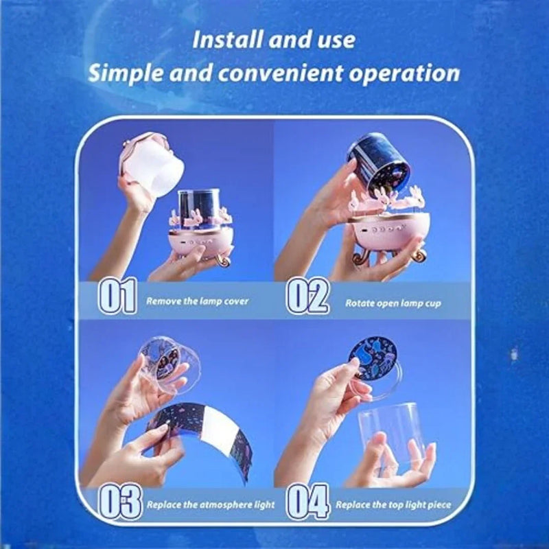 Kawaii Bunny Night Light – Rotating Lamp Projector - Hey Trend