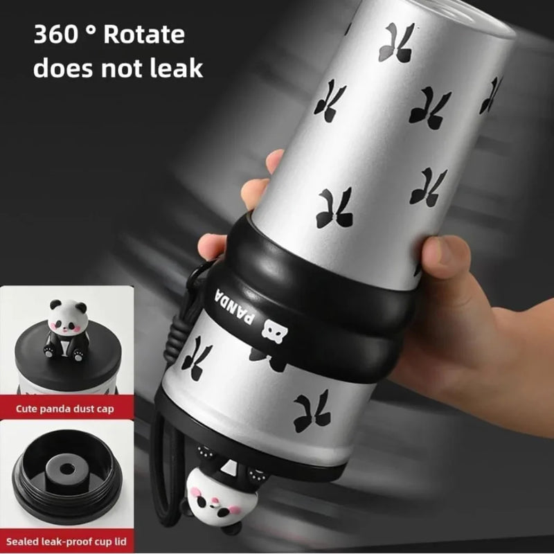 Cute Panda Tumbler – Leakproof Steel Cup with Straw - Hey Trend