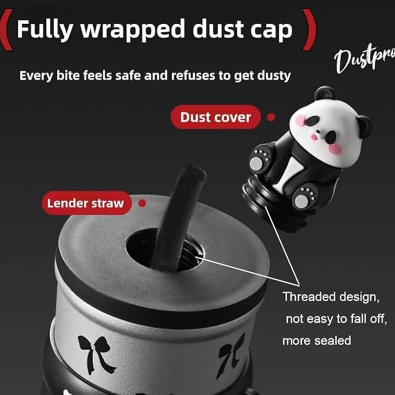 Cute Panda Tumbler – Leakproof Steel Cup with Straw - Hey Trend