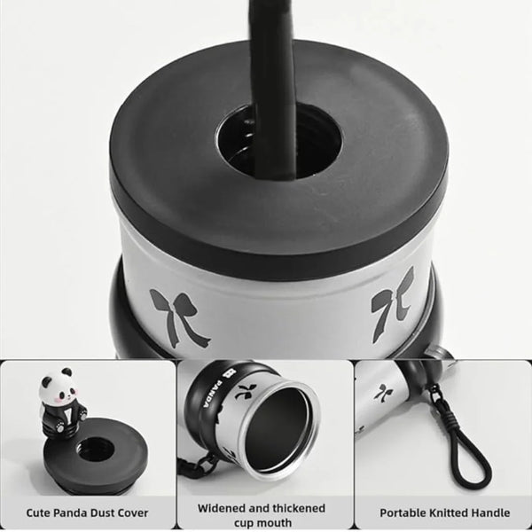 Cute Panda Tumbler – Leakproof Steel Cup with Straw - Hey Trend