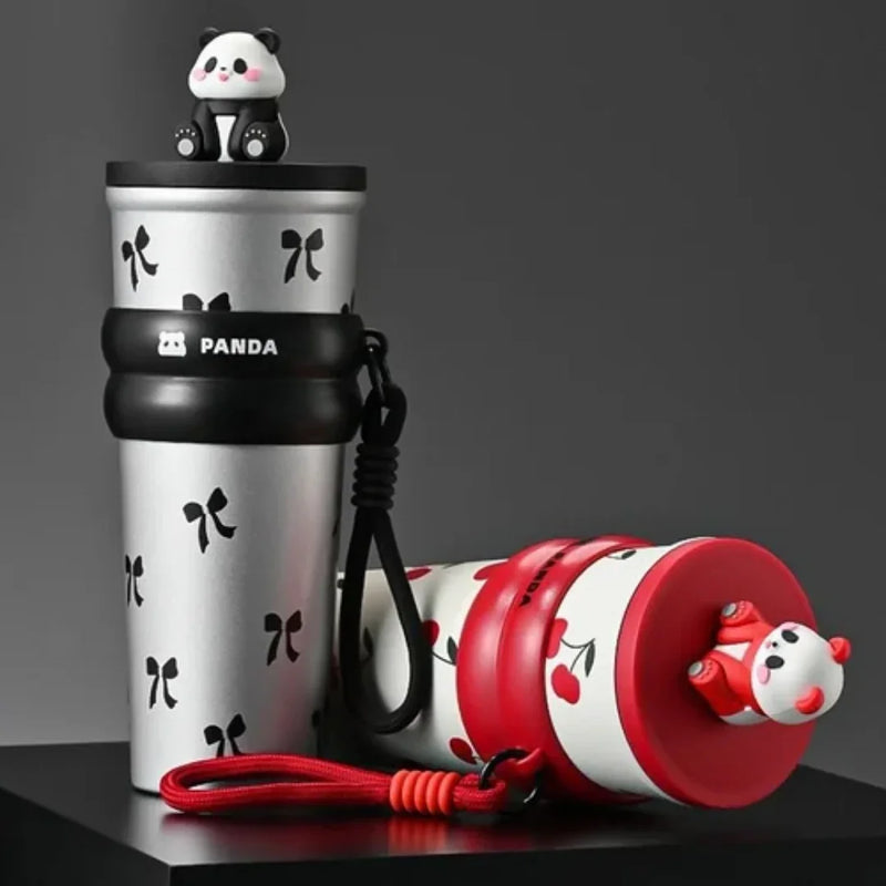 Cute Panda Tumbler – Leakproof Steel Cup with Straw - Hey Trend