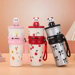 Cute Panda Tumbler – Leakproof Steel Cup with Straw - Hey Trend