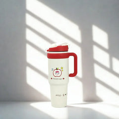 Kawaii Insulated Tumbler – Cute Handle Bottle with Straw | Hot & Cold Drink Cup - Hey Trend
