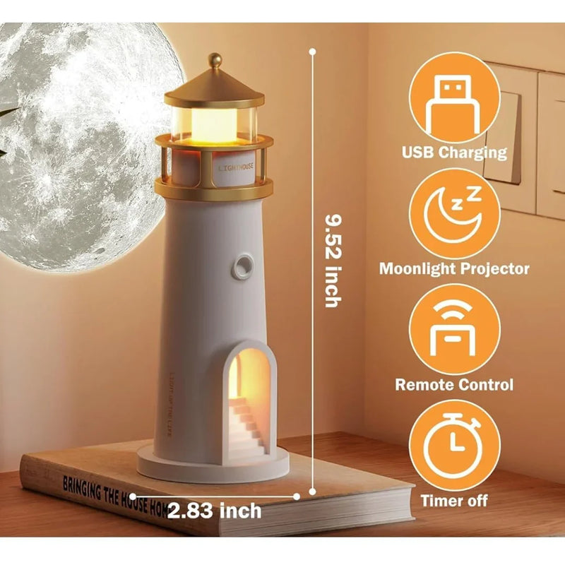 Lighthouse Home Decor Lamp – Ambient Glow + Projector - Hey Trend