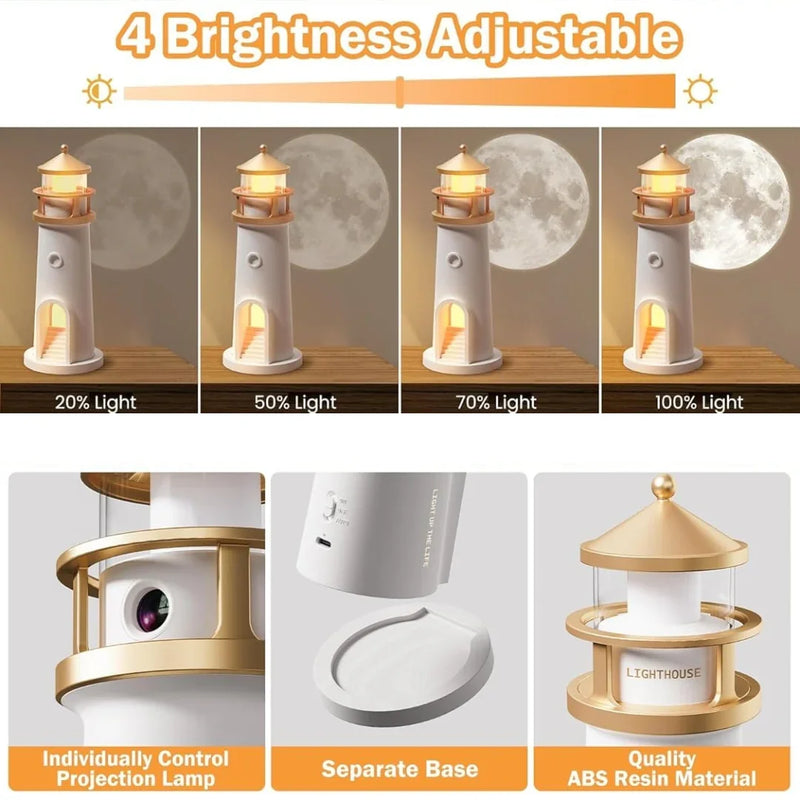 Lighthouse Home Decor Lamp – Ambient Glow + Projector - Hey Trend