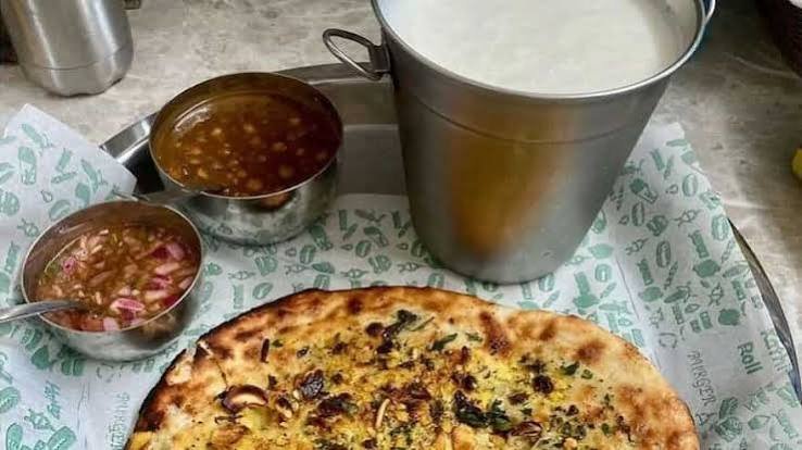 Amritsari kulcha and lassi